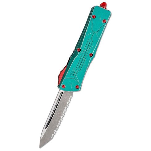 MICROTECH Combat Troodon T/E Bounty Hunter Serrated OTF rugós bicska