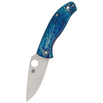 SPYDERCO Tenacious Blue Ti Disarray Finish zsebkés