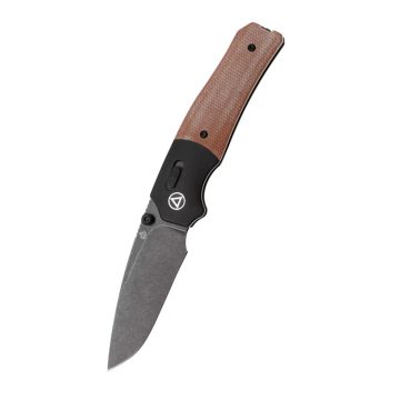 QSP KNIFE Vault Black STW Tan Micarta zsebkés