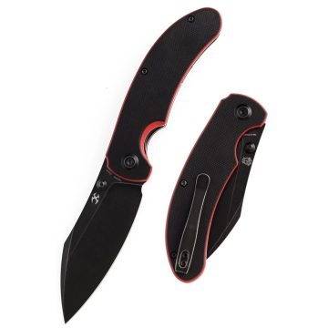 KANSEPT KNIVES Nesstreet Black and Red G-10 Black Blade zsebkés - T1039A2